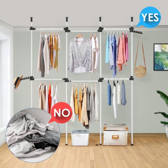 Gantungan baju teleskopik, gantungan baju tugas berat dengan ketinggian yang dapat disesuaikan